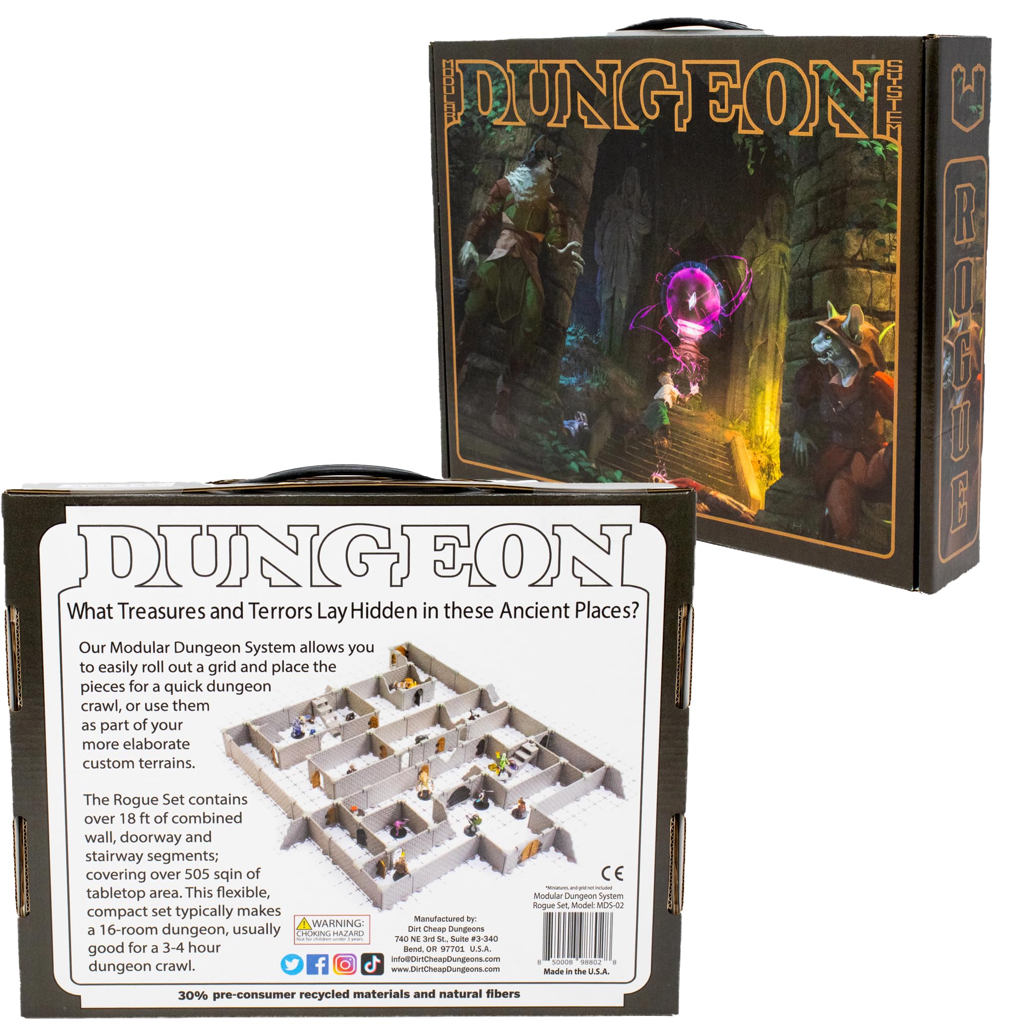 Dungeon Terrain Set for Tabletop RPGs - 100+ Mini Castle Cavern Tiles (4sqft, 16 Rooms) for DND, Dungeons & Dragons, Pathfinder & War Gaming | Perfect for Fantasy Battle Maps & RPG Campaigns