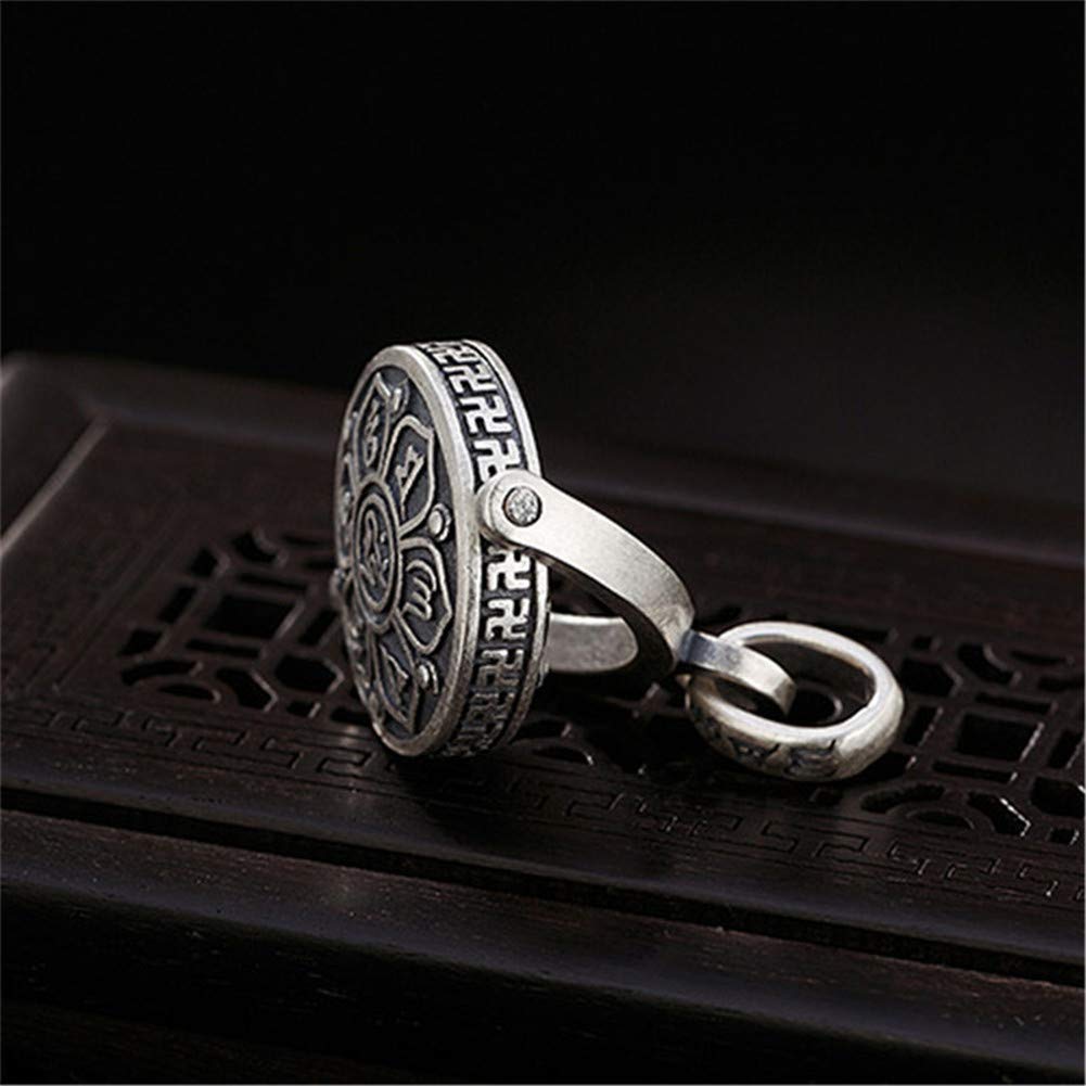 LOVECOM 925 Sterling Silver Rotating Charm Pendant Necklace - Buddhist Wisdom & Mercy Jewelry for Women, Mothers, Grandmas - Perfect Spiritual Gift for Mother's Day, Birthday, Father's Day | Ideal for Meditation, Prayer & Daily Wear