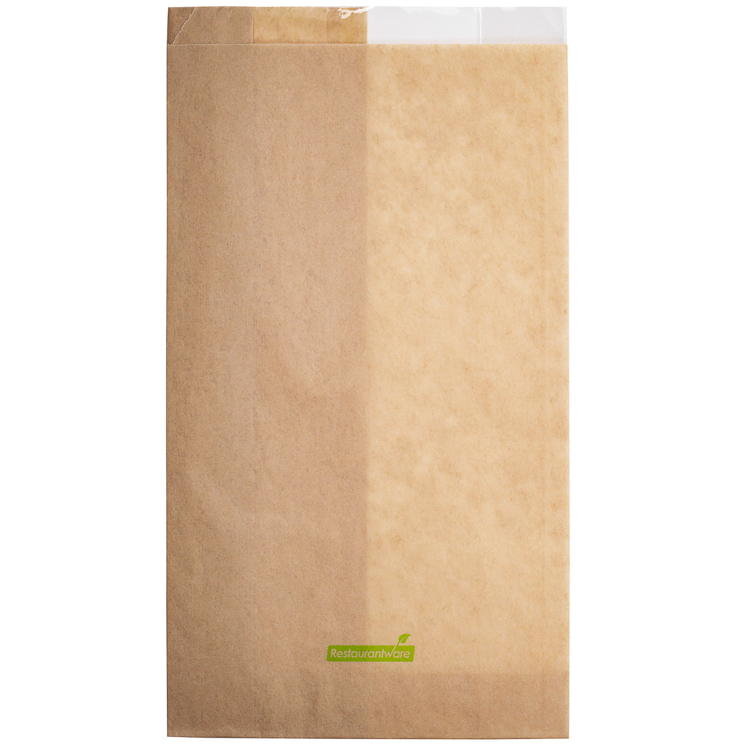 Eco-Friendly Kraft Paper Bread Bags with Side Window - 6 x 2 3/4 x 11 1/2 Inches - 100 Count Box - Perfect for Bakeries, Cafes & Artisan Bread Storage