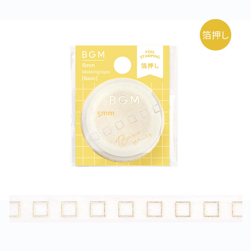 Basic Check Box Slim Washi Tape - Decorative Japanese Paper Tape for Scrapbooking, Journaling, Planner Decor, Gift Wrapping & DIY Crafts