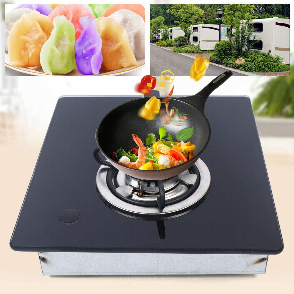 LOYALHEARTDY GR-B001 Portable LPG Gas Stove for Camping, RV, Boat & Caravan - Tempered Glass Hob with Adjustable Flame for Outdoor Cooking, Picnics & Emergency Use