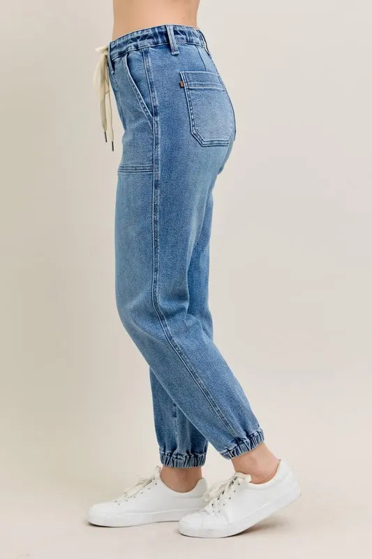 Judy Blue High Waist Stretch Denim Jogger Pants for Women - Comfortable Casual & Lounge Wear for Everyday Style