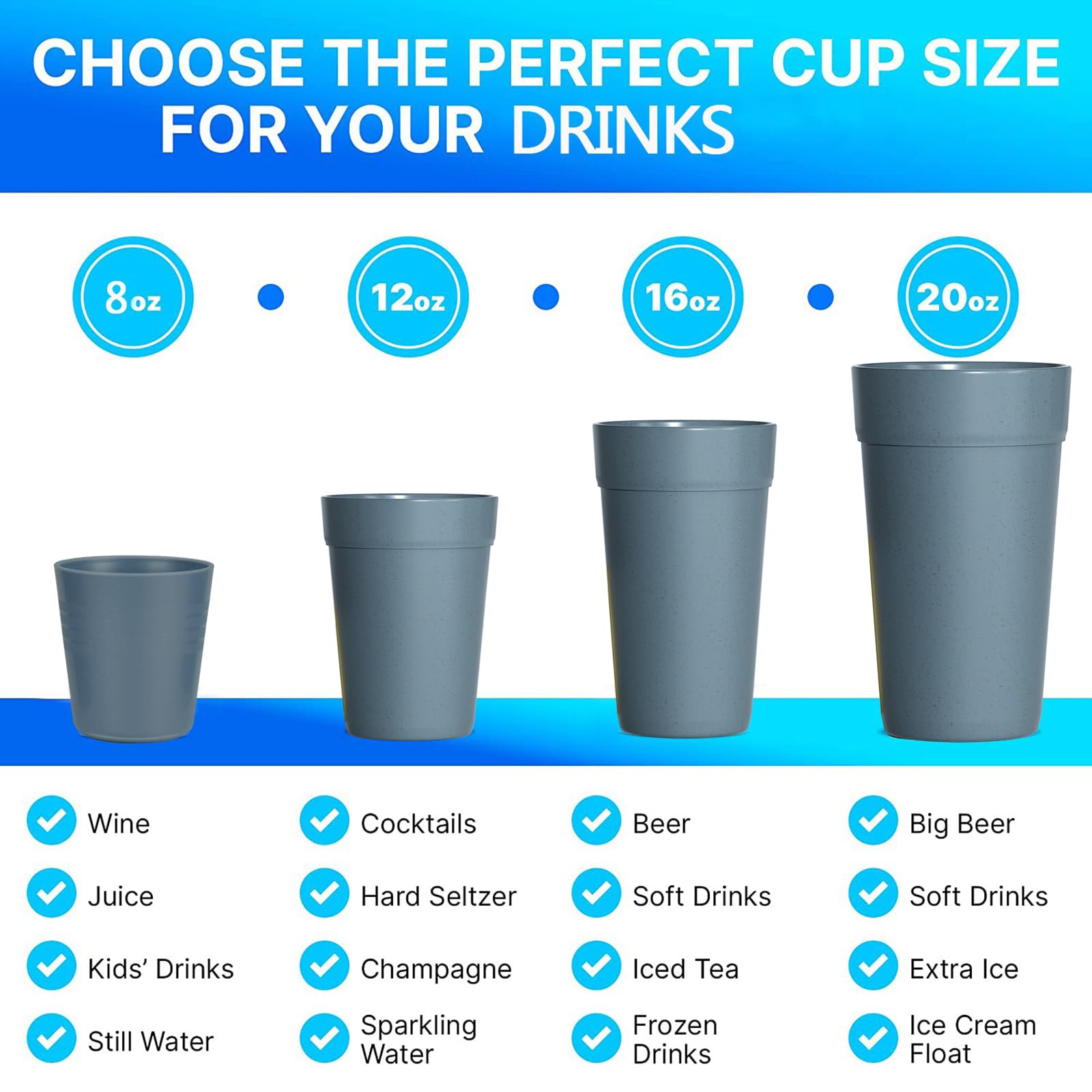 Homestockplus 8-Pack 20 Oz Unbreakable Tumbler Cups - BPA Free, Microwave & Dishwasher Safe, Eco-Friendly Reusable Drinking Glasses for Smoothies, Water, Coffee - Perfect for Home, Office, and Outdoor Activities