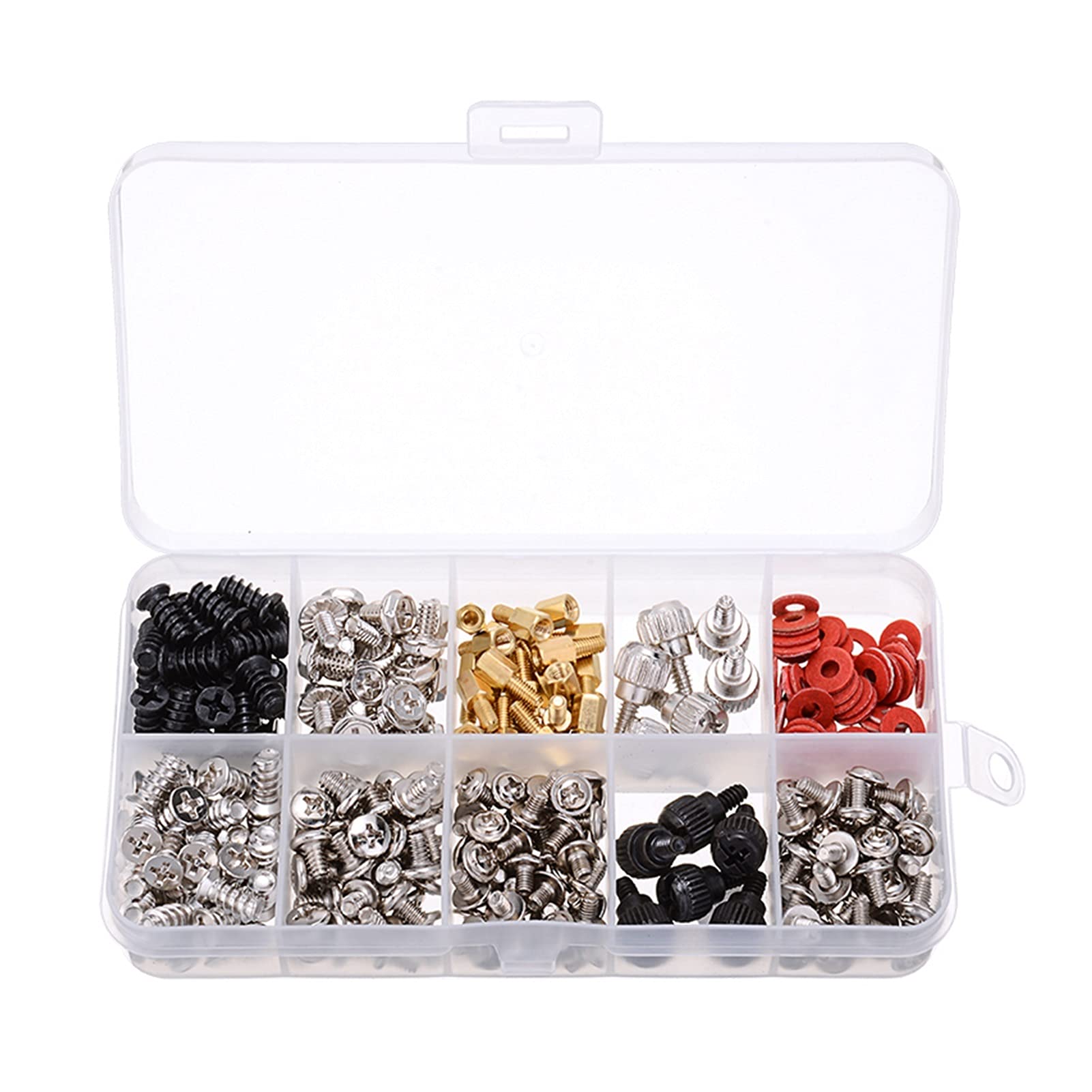 300pcs Computer Screw Standoffs Assortment Kit - M3/M4/M5 Nylon & Metal Spacers for PC Motherboard, Hard Drive, Case, Fan & Power Supply | Durable Storage Box | Perfect for PC Building & Repair