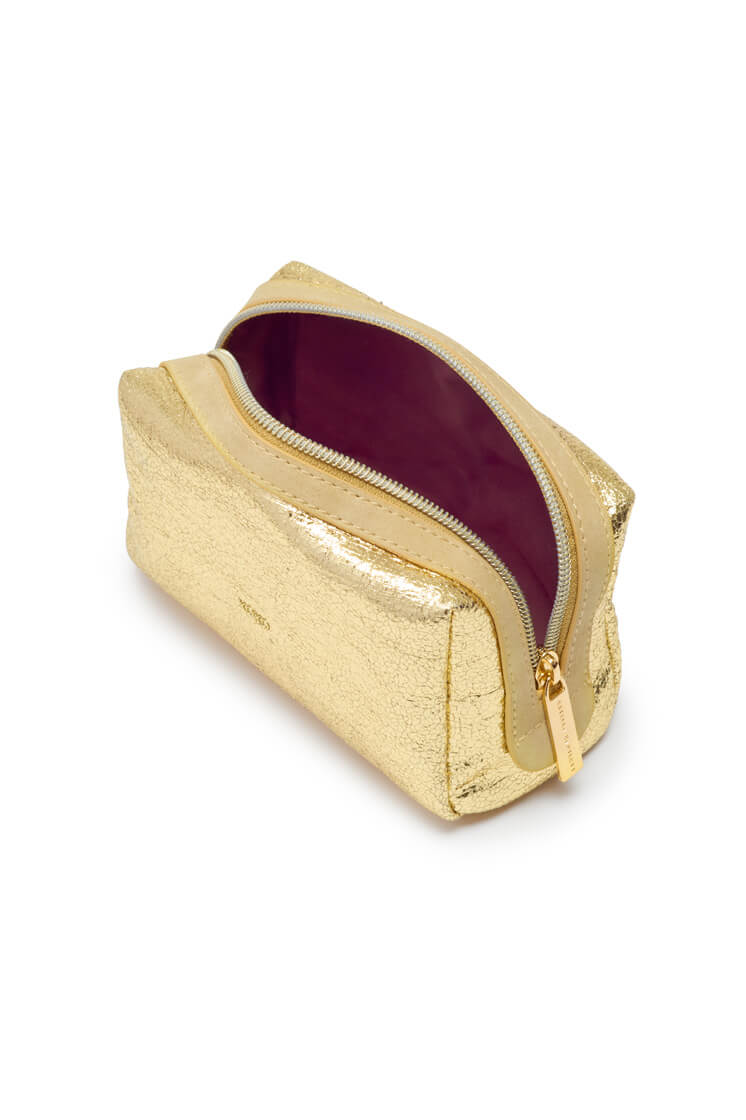 Metallic Embossed Gold Makeup Bag by Croc - EBP4963 | Perfect for Travel, Gym & Everyday Essentials Storage