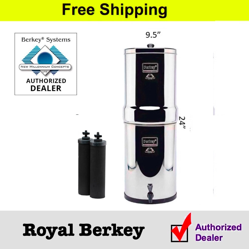Royal Berkey 3.25 Gallon Water Filter System with 2 Black Berkey Filters - Certified Refurbished | Countertop Gravity Purifier for Home, Camping & Emergency Preparedness | Free Shipping USA