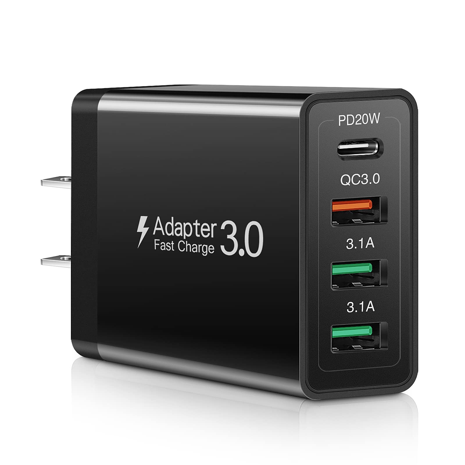 35W 4-Port USB C Fast Charger Block - GaN Wall Charger with PD 3.0 Quick Charge for iPhone 15/14/13/12 Pro Max, Samsung Galaxy S23/S22, Google Pixel 7/6, iPad - Compact Travel Charging Cube for Home, Office & Car