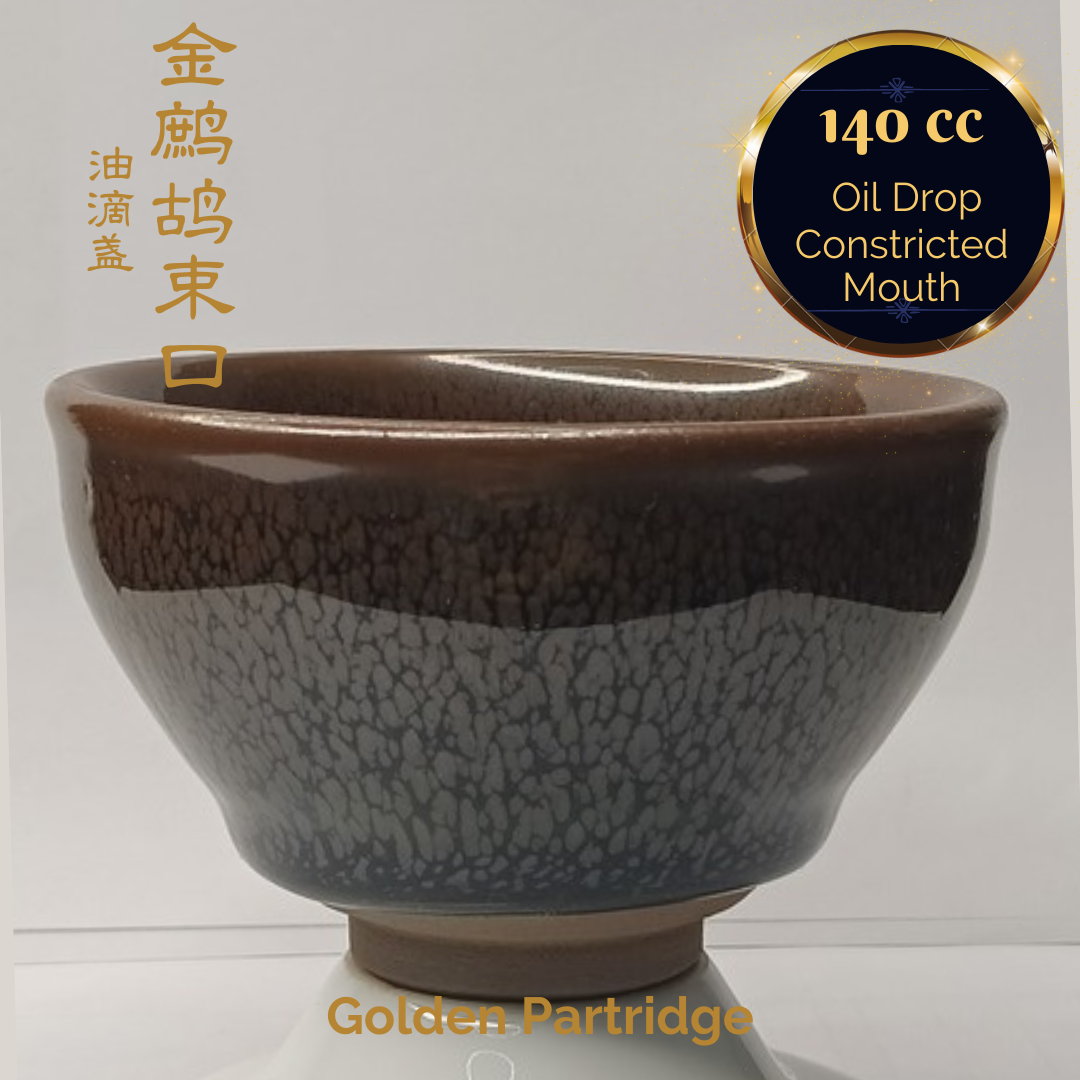 Premium Jianzhan (Tenmoku) Tea Bowls - Handcrafted Jian Ware Ceramic Tea Cups with Golden Partridge Glaze - Perfect for Japanese Tea Ceremony, Matcha Drinking & Zen Meditation