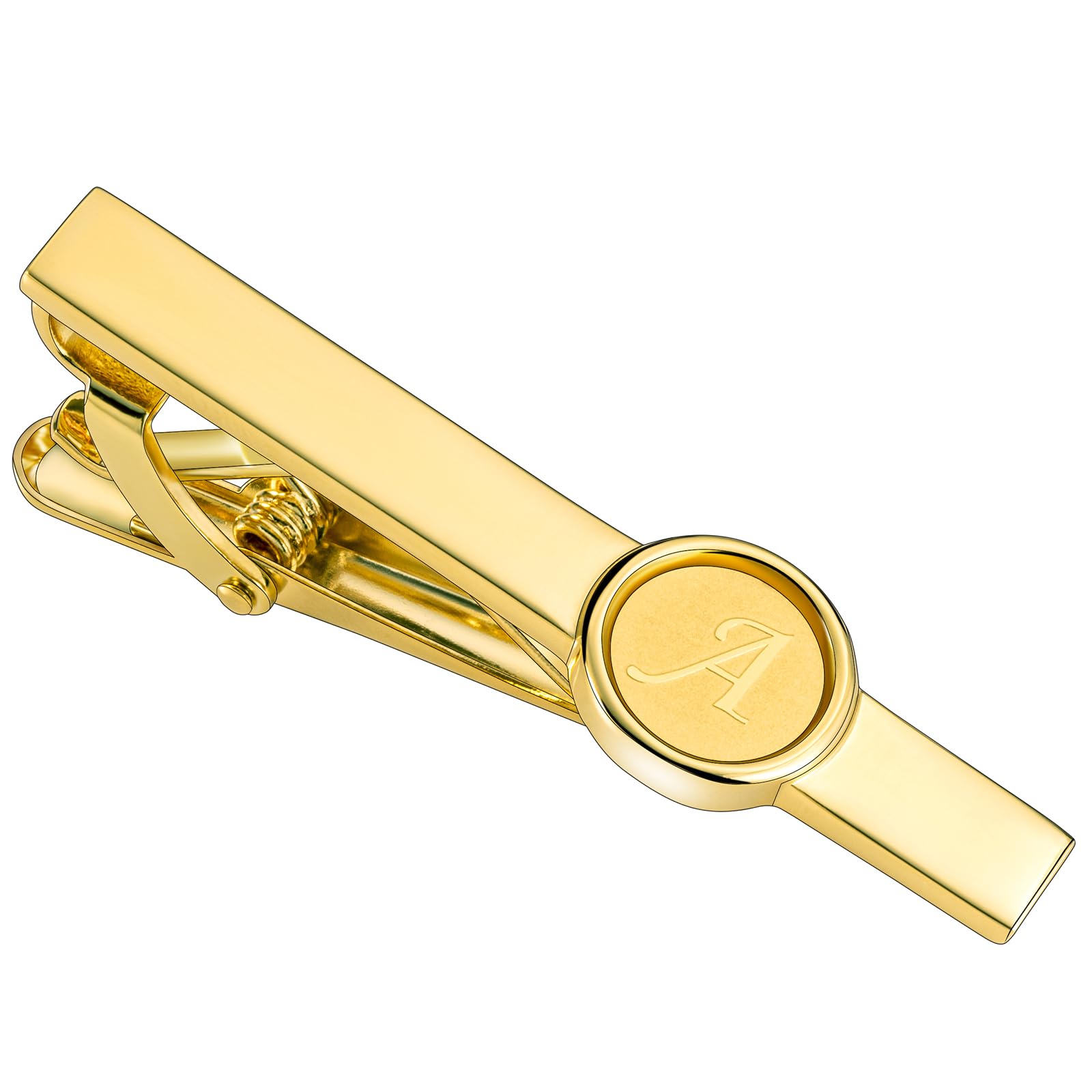 HAWSON 2 Inch Gold Engraved Letter Tie Clips and Cufflinks Set for Men - A-Z Monogram Formal Business Wedding Gift Set - Perfect for Office, Prom, Graduation & Special Occasions