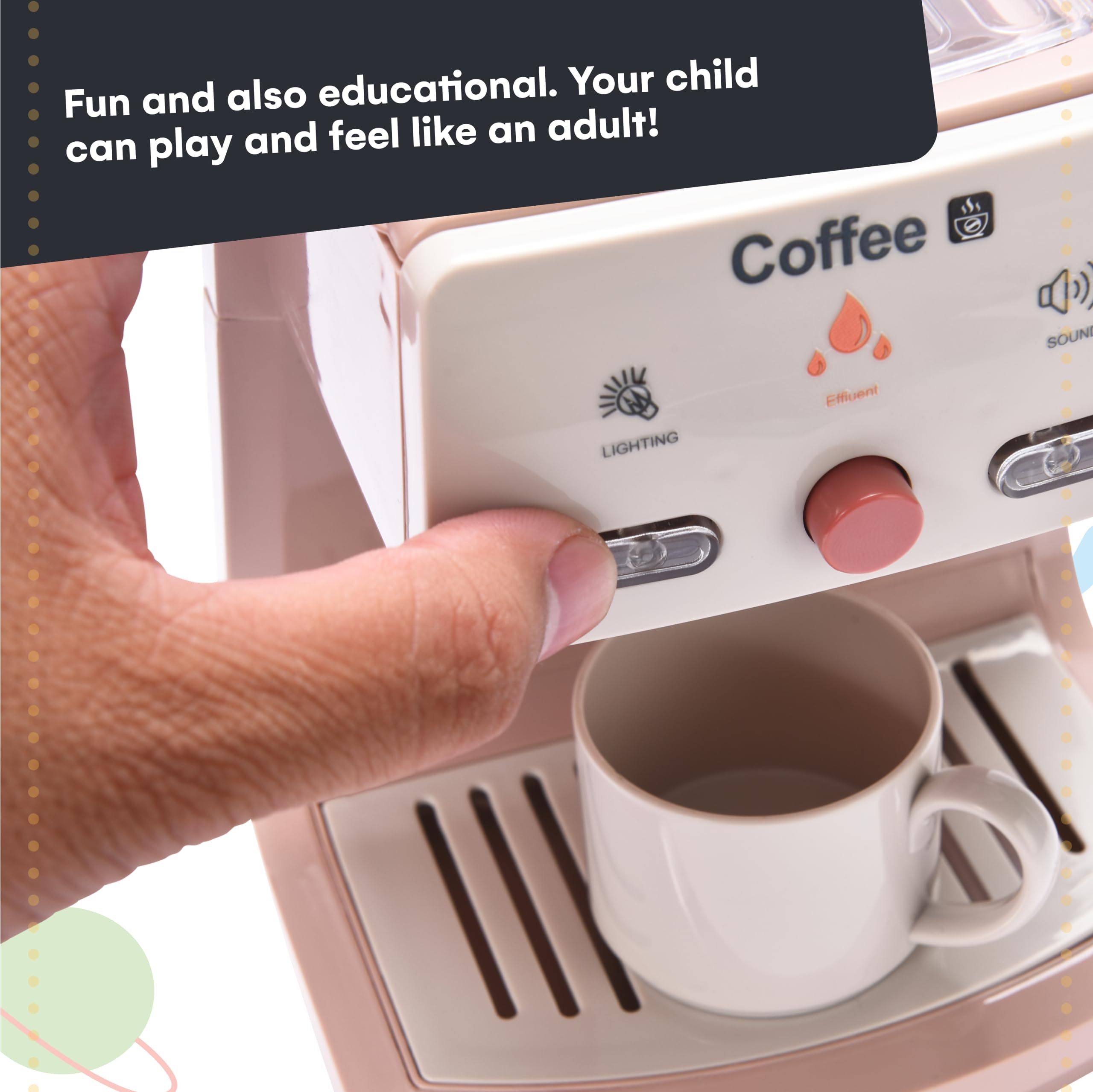 Kidzlane Kids Coffee Maker Toy Set with Lights & Sounds - Pretend Play for Toddlers