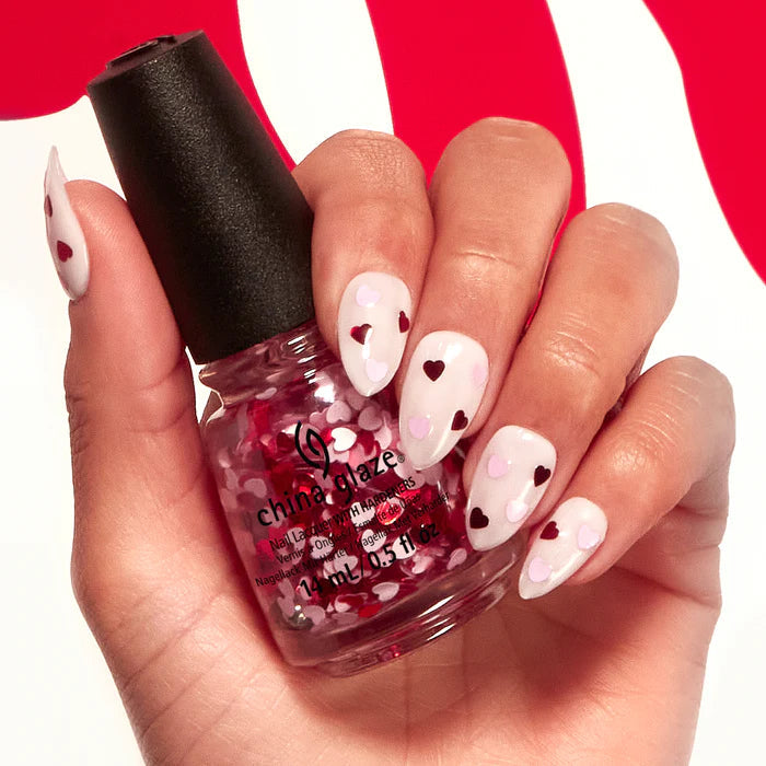China Glaze Ruler of All Hearts Glitter Top Coat 0.5 oz #82960 - Long-Lasting Nail Polish for Valentine's Day, Parties & Special Occasions