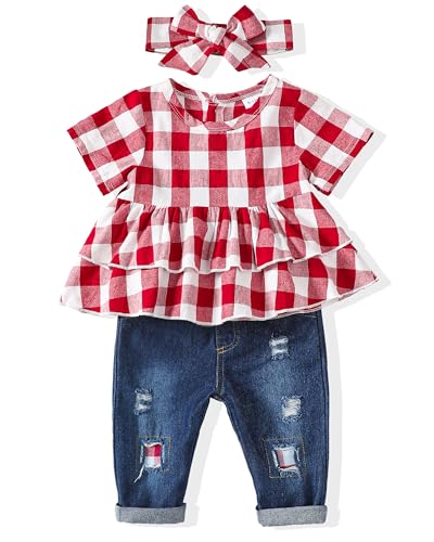 Short Plaid Red Denim