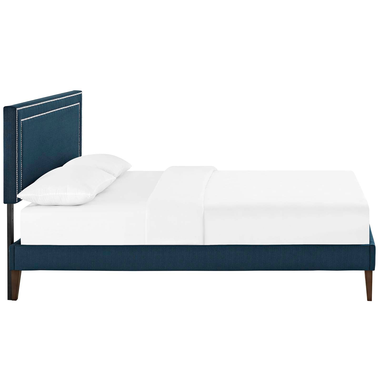 Virginia Fabric Platform Bed Frame with Squared Tapered Legs - Modern Upholstered Bed for Bedroom, Guest Room or Dorm