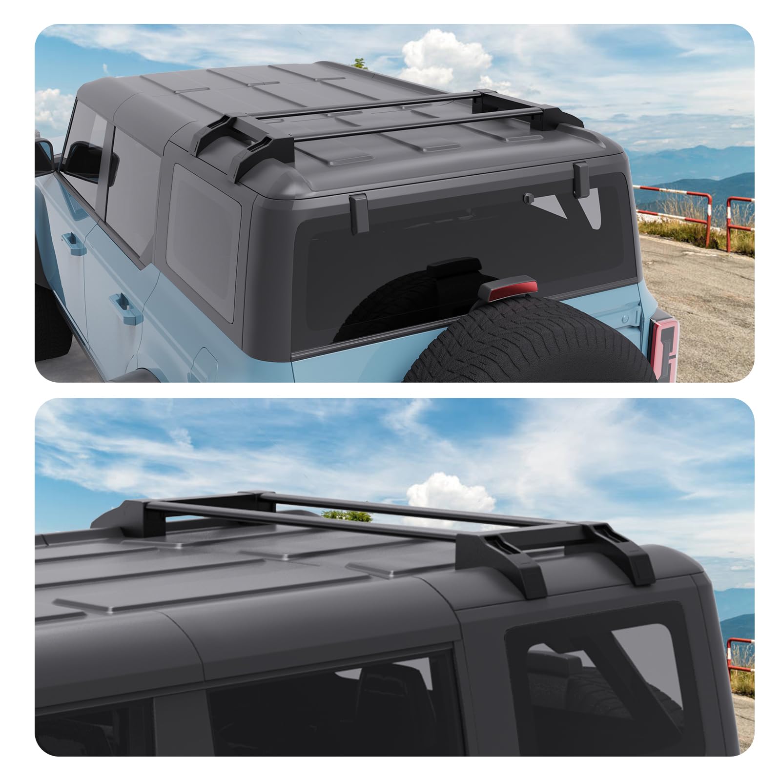 2021-2025 Ford Bronco 4-Door Hard Top Half Short Roof Rack - Heavy Duty Cross Bars for Cargo Carrier & Luggage | Perfect for Camping, Road Trips & Outdoor Adventures
