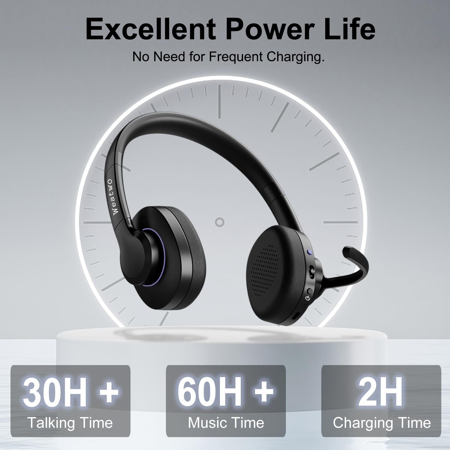 V5.1 Bluetooth Wireless Headset with ENC & CVC Noise Cancellation Mic | 30H Battery Life | Stereo Sound for Teams/Zoom/Calls | Perfect for Home Office, Remote Work & Business Meetings (Compatible with PC, Laptop & Smartphone)