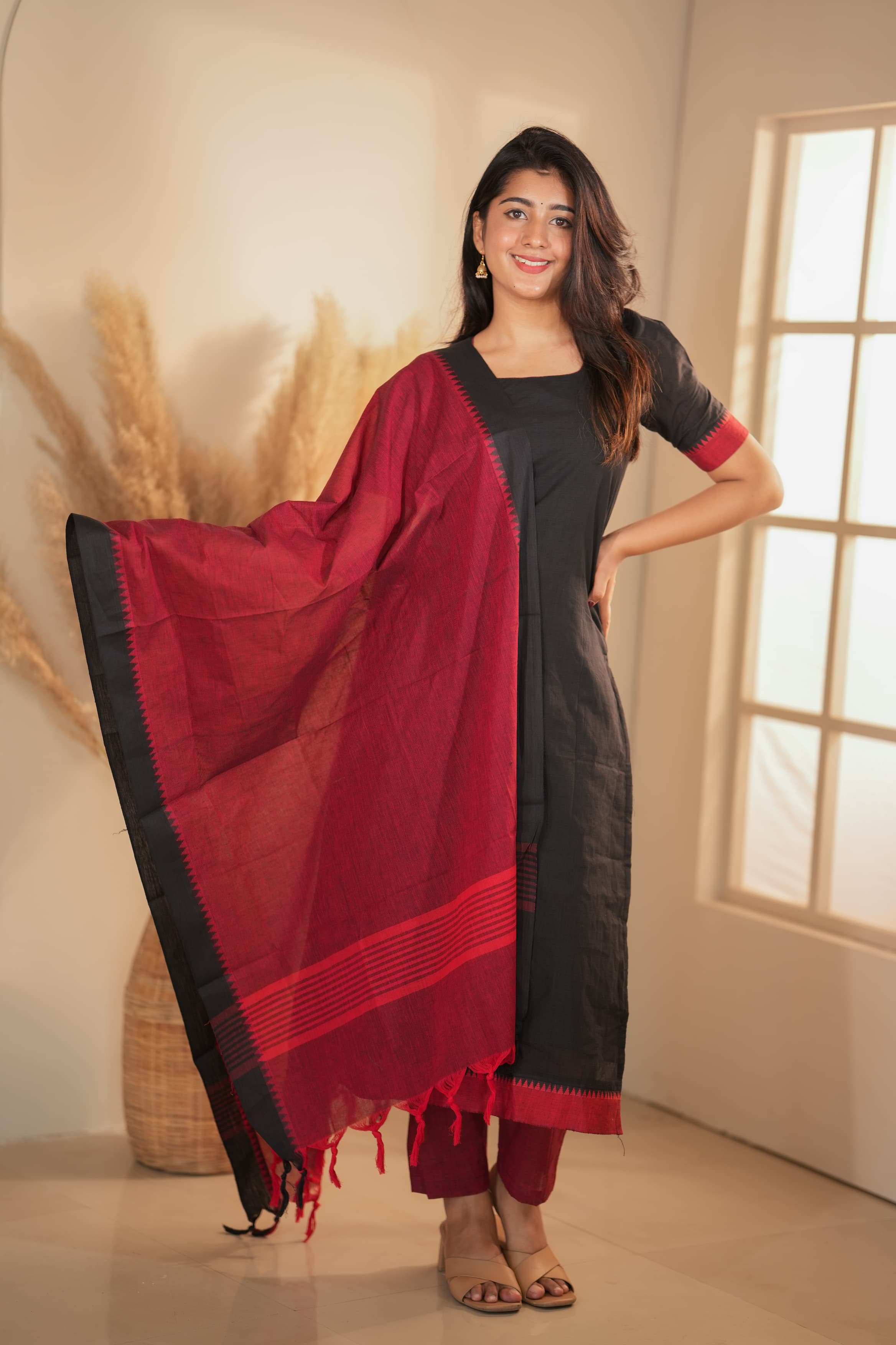 DD629 Deepika Pure Handloom Cotton Kurti - Women's Traditional Indian Tunic Top for Casual Wear & Festive Occasions