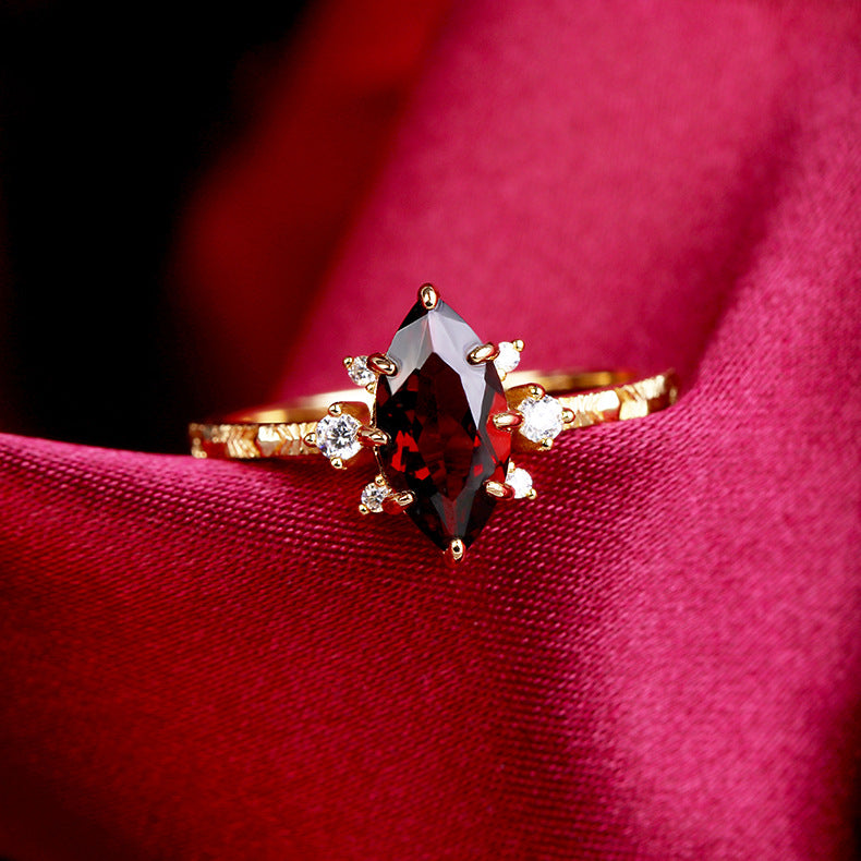 Natural Marquise Ruby July Birthstone Ring for Women - 925 Sterling Silver Engagement & Anniversary Gift | TB1575 | Perfect for Weddings, Parties & Special Occasions