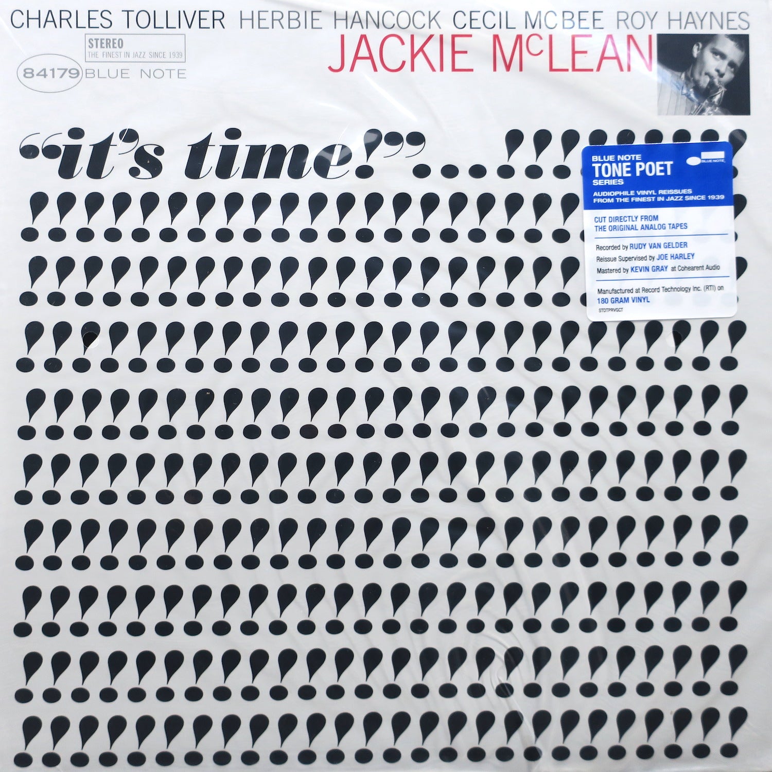 Jackie McLean 'It's Time' Blue Note Tone Poet Series 180g Vinyl LP - Audiophile Jazz Record for Music Collectors & Home Listening