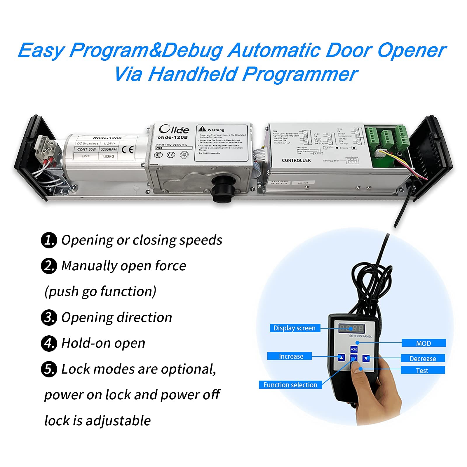 Olideauto Automatic Swing Door Opener - Commercial Wireless Door Operator with Handicap Push Buttons & Slimline Push Panels | ADA Compliant Access Solution for Stores, Hospitals & Public Buildings