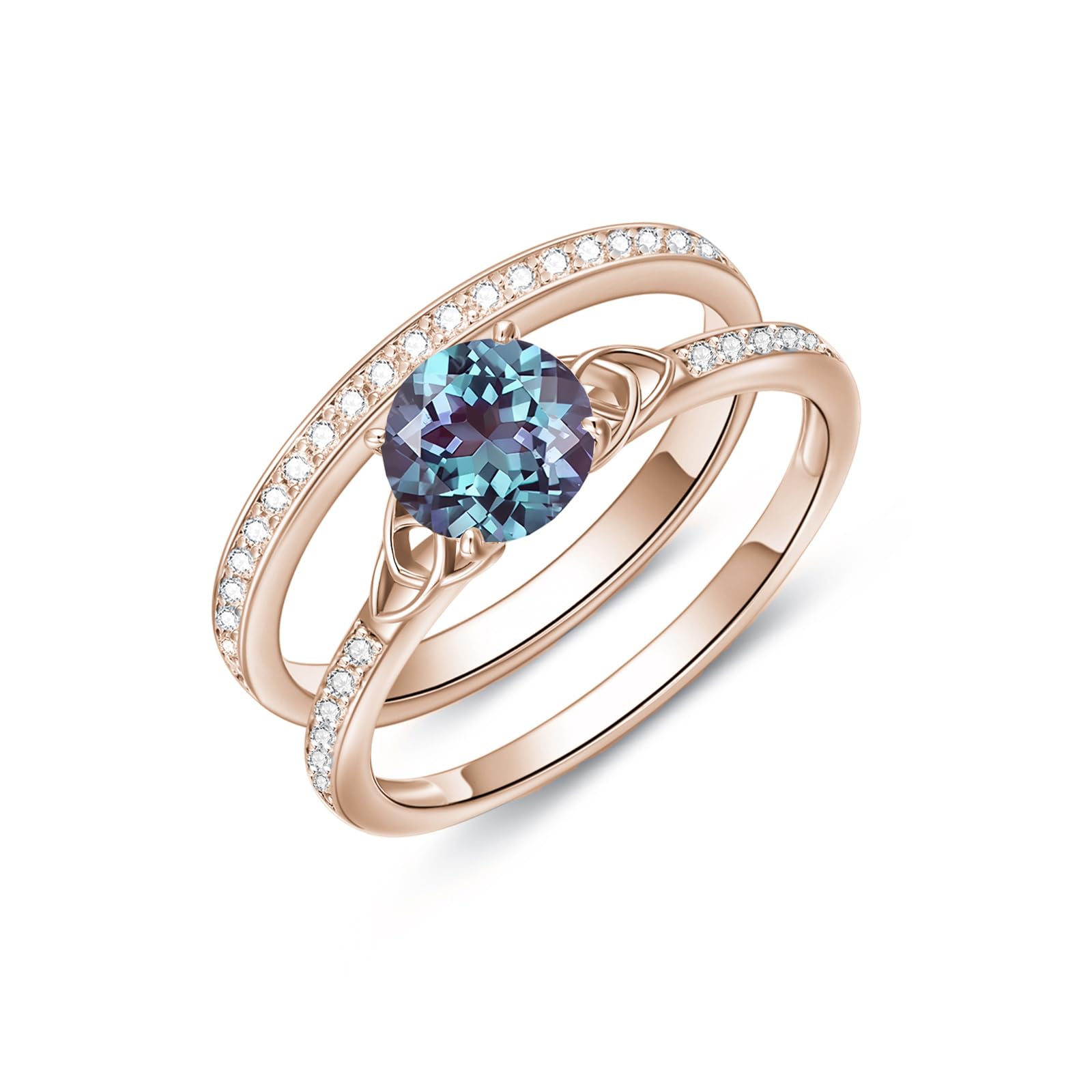 10K 14K 18K Solid Gold Gemstone Engagement Ring Set for Women - Celtic Wedding Band, Anniversary & Promise Rings for Her | Perfect for Bridal, Proposals & Special Occasions