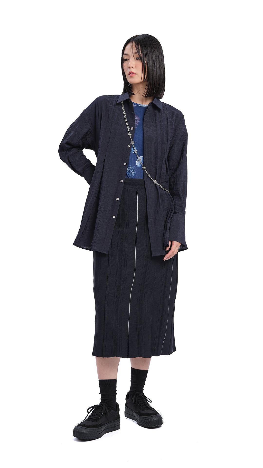 Stylish Knitted Contrast Stitch Pencil Skirt for Women - Office Wear, Business Casual & Party Outfits
