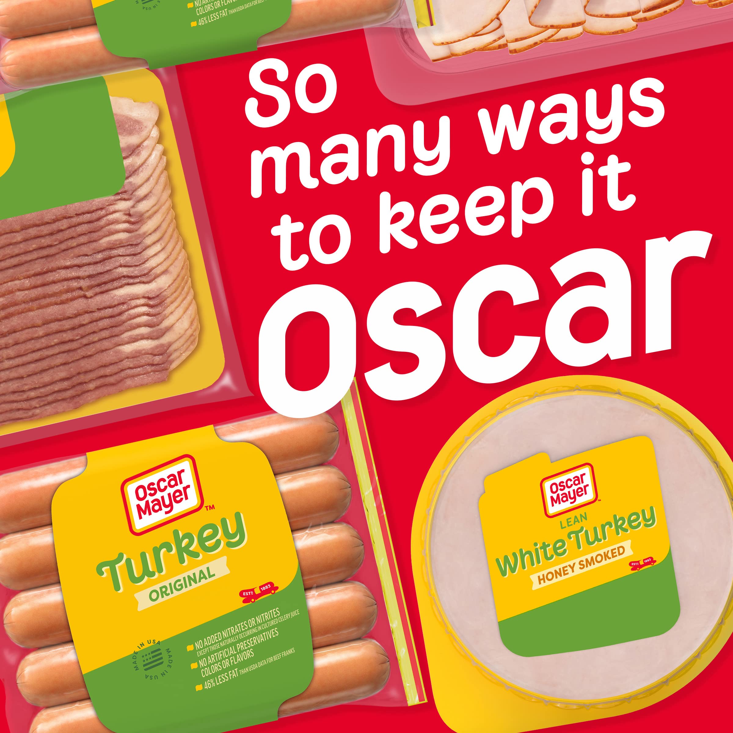 Oscar Mayer Lean Honey Smoked White Turkey Sliced Lunch Meat - 16 oz Pack - Healthy Low Fat Deli Meat for Sandwiches, Salads & Meal Prep