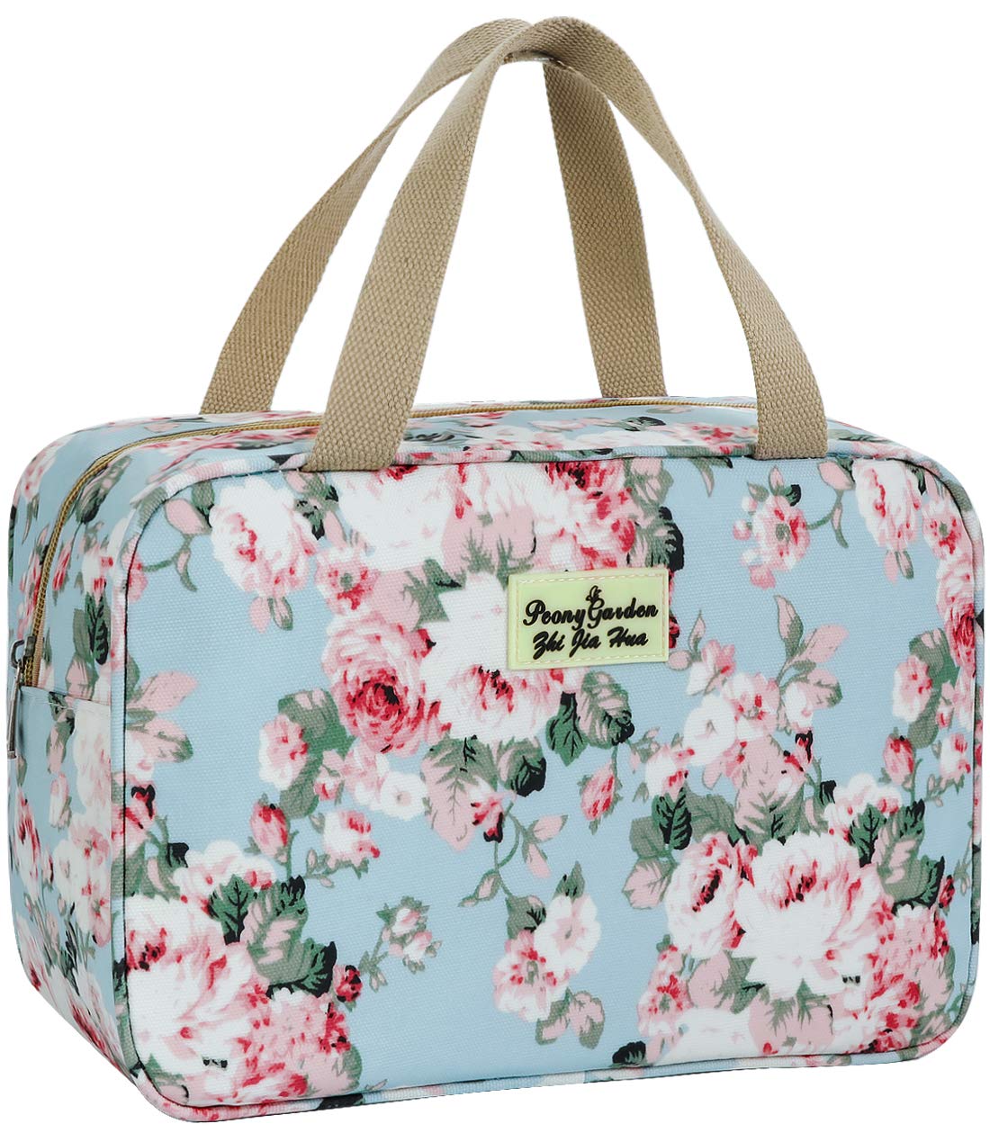 **Leakproof Floral Cosmetic Bag for Women - Large Navy Rose Toiletry Organizer with Multiple Pockets | Perfect for Travel, Gym & Makeup Storage**