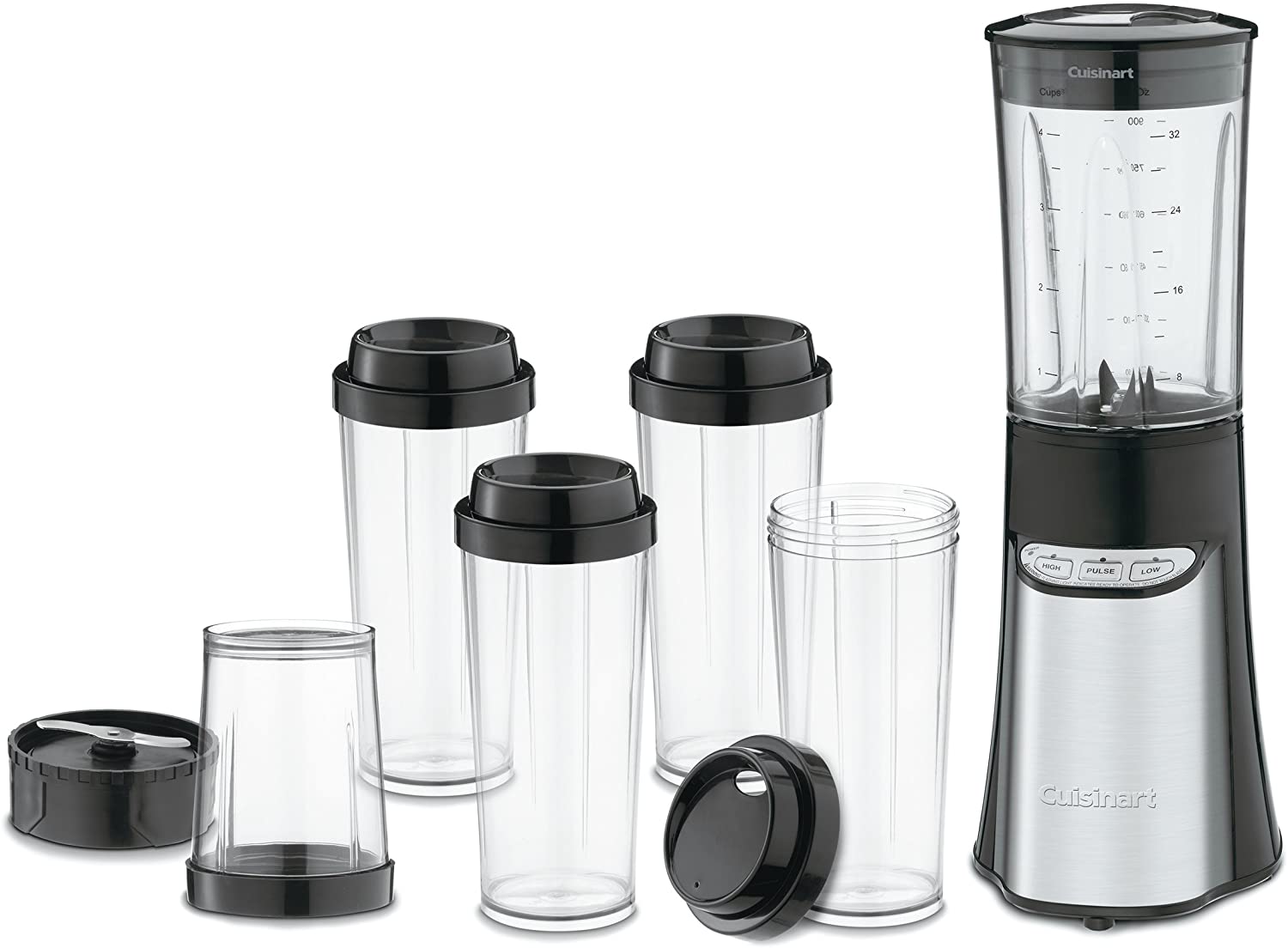 Refurbished Cuisinart CPB-300 Compact Blender with 4 Travel Cups - Cuisinart Warranty Included - Perfect for Smoothies, Protein Shakes & On-the-Go Blending