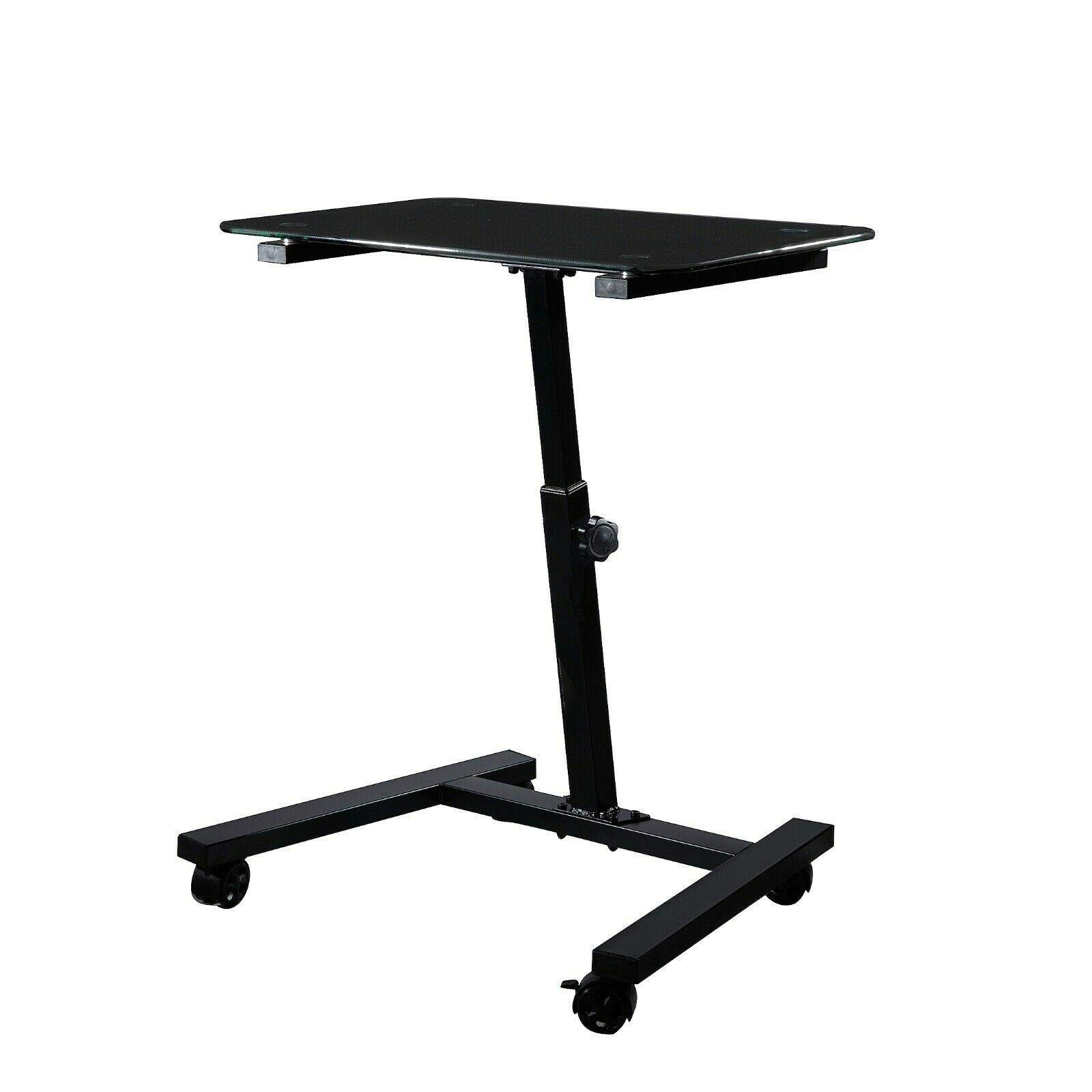 Height-Adjustable Mobile Laptop Computer Desk - Gaming & Office Standing Desk with Organizer, Compact Small Table & Laptop Stand for Home, Office, and Study Use