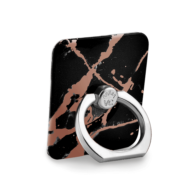 Elegant Black Marble Rose Gold Phone Ring Holder - Premium Phone Grip Stand for iPhone & Samsung (Perfect for Selfies, Videos & Hands-Free Use)