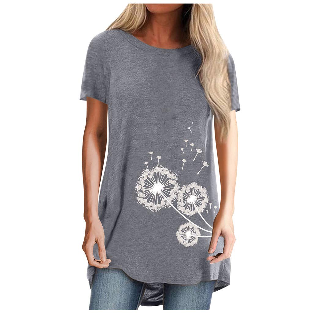 Women's Fashion Summer Tunic Tops - Loose Casual Short Sleeve O-Neck Blouse Tee Shirt | Comfortable Breathable Cotton T-Shirts for Women | Perfect for Casual Wear, Beach Outings & Summer Vacations