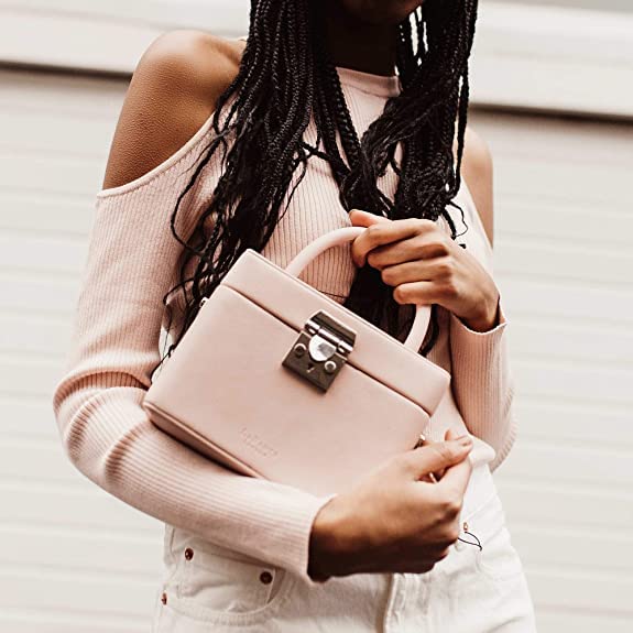 LaBante London Vegan Leather Crossbody Bucket Bag - Pink Top Handle Shoulder Purse for Women | Stylish 'Mae' Design for Work, Travel & Everyday Use