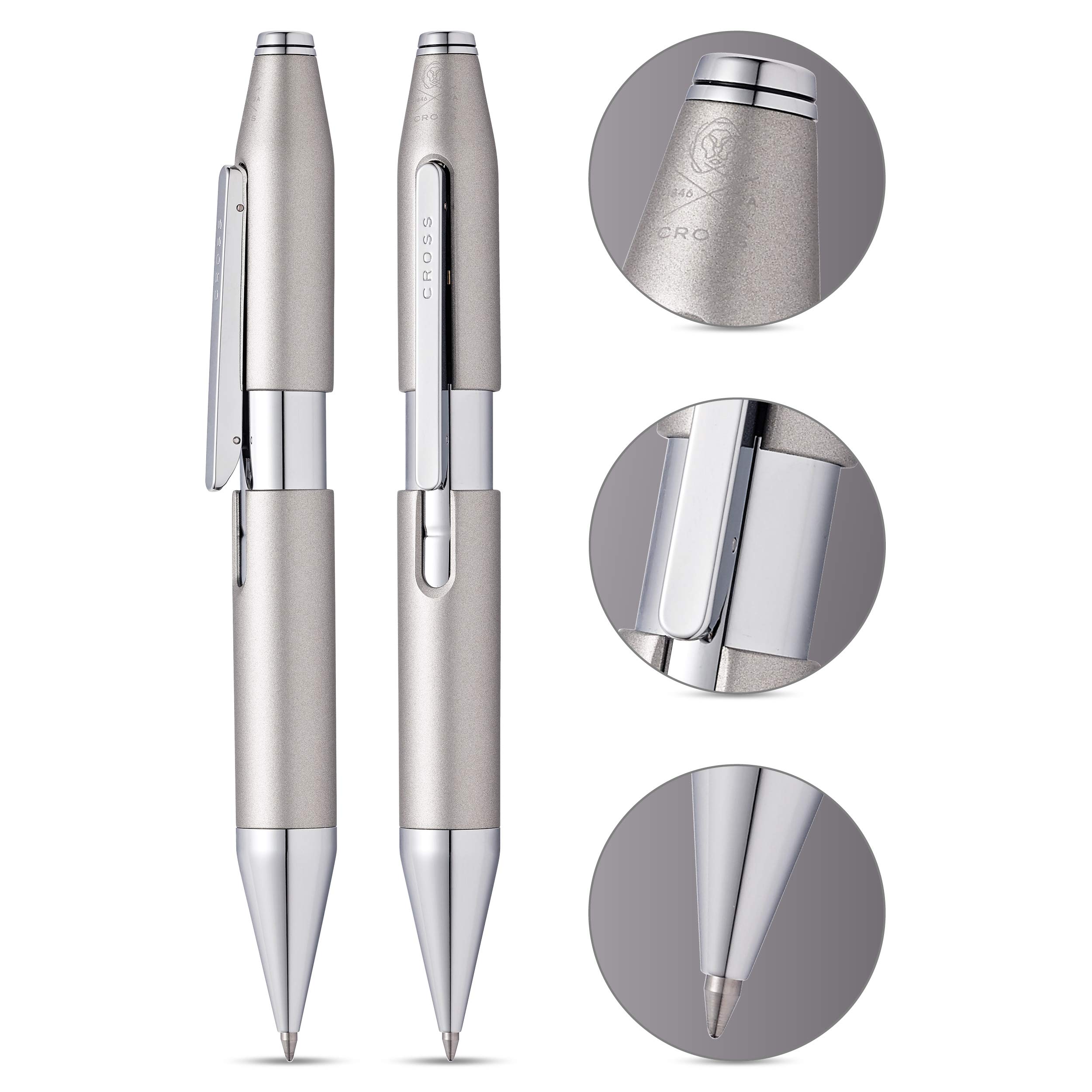 Refillable Gel Ink Rollerball Pen - Chrome Finish, Premium Graphite Grey - Includes Branded Retail Packaging - Ideal for Office, School & Gift Giving
