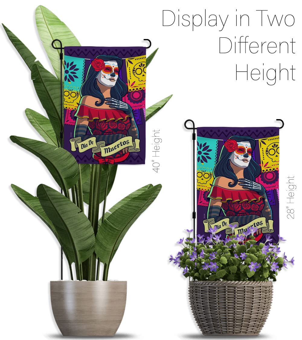 La Calavera Catrina Garden Flag Set - Day of Dead Decor for Fall & Mexican Parties