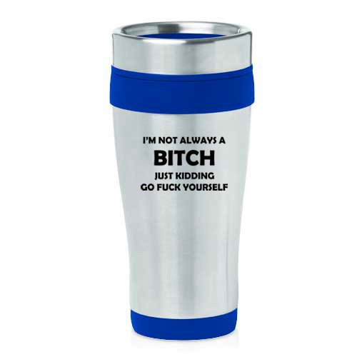 16oz Insulated Stainless Steel Travel Mug - Funny Sarcastic Coffee Cup with Lid, Leak Proof, Hot & Cold Beverage Container for 12 Hours - Perfect for Office, Commute, Gifts (Blue)