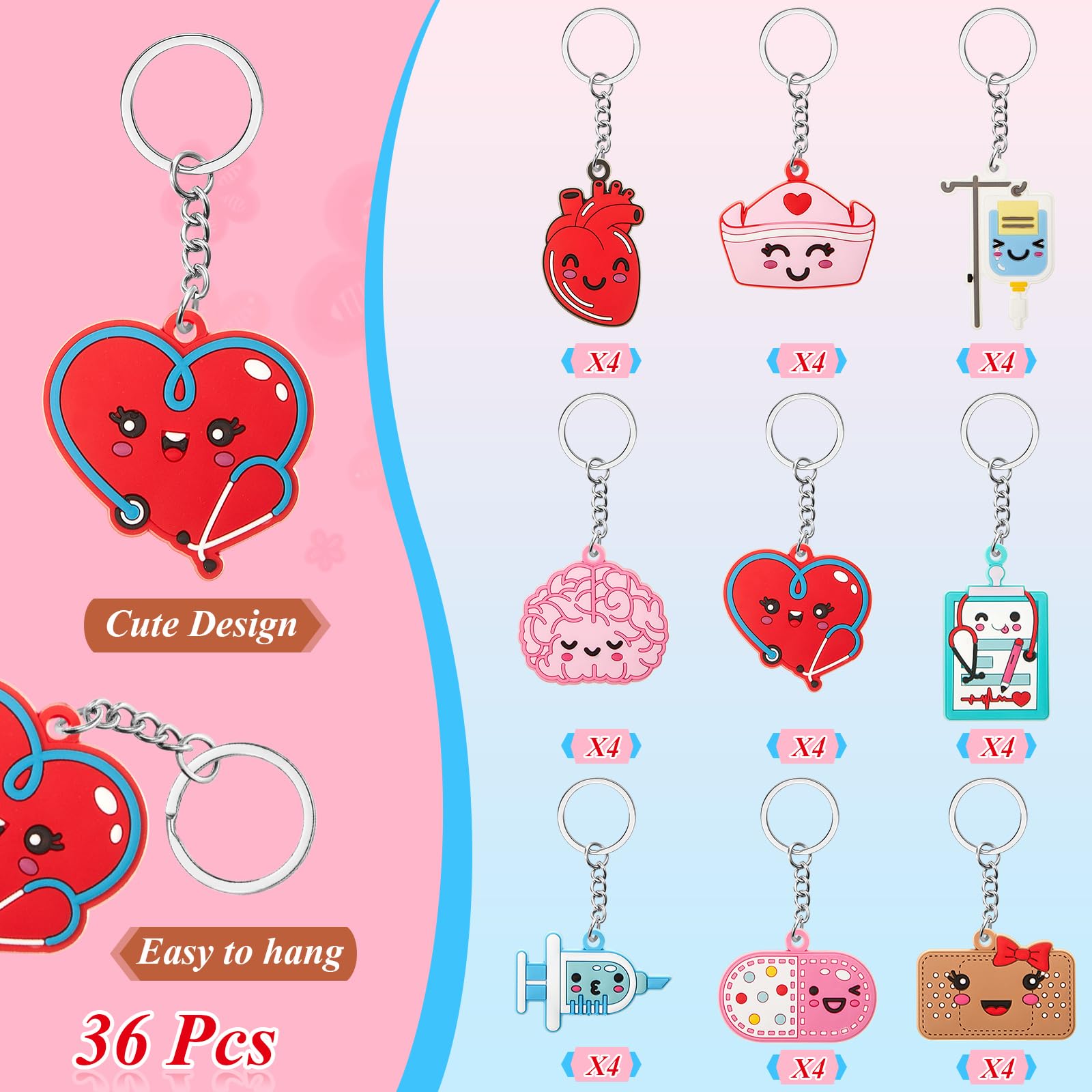 Henoyso 36 Pcs Nurse Keychain Set - Perfect Nurses Week Appreciation Gifts for Women & Men - Thank You Medical Graduation & Coworker Gifts - Ideal for Healthcare Professionals, Nursing Students & Hospital Staff