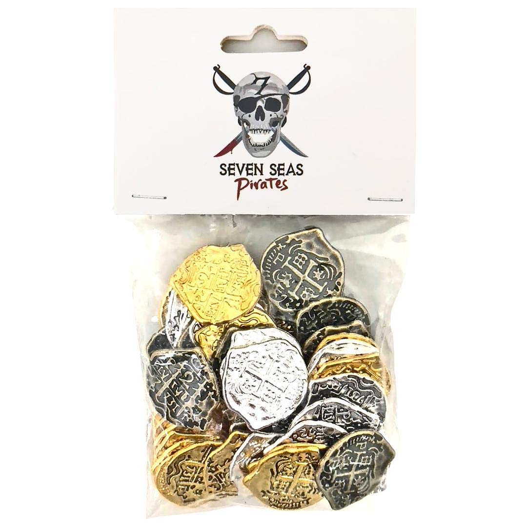 500pcs Toy Metal Gold & Silver Treasure Doubloon Coins - Pirate Party Favors, Kids Pretend Play, Classroom Rewards, Treasure Hunt Game Accessories