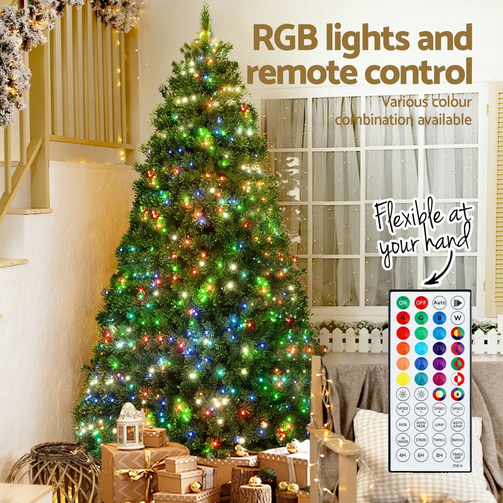 1.8m Christmas Tree with RGB Remote Control LED Lights - 890 Tips for Holiday Party Decorations | Perfect for Indoor & Outdoor Christmas Decor, Home, Office, and Festive Celebrations