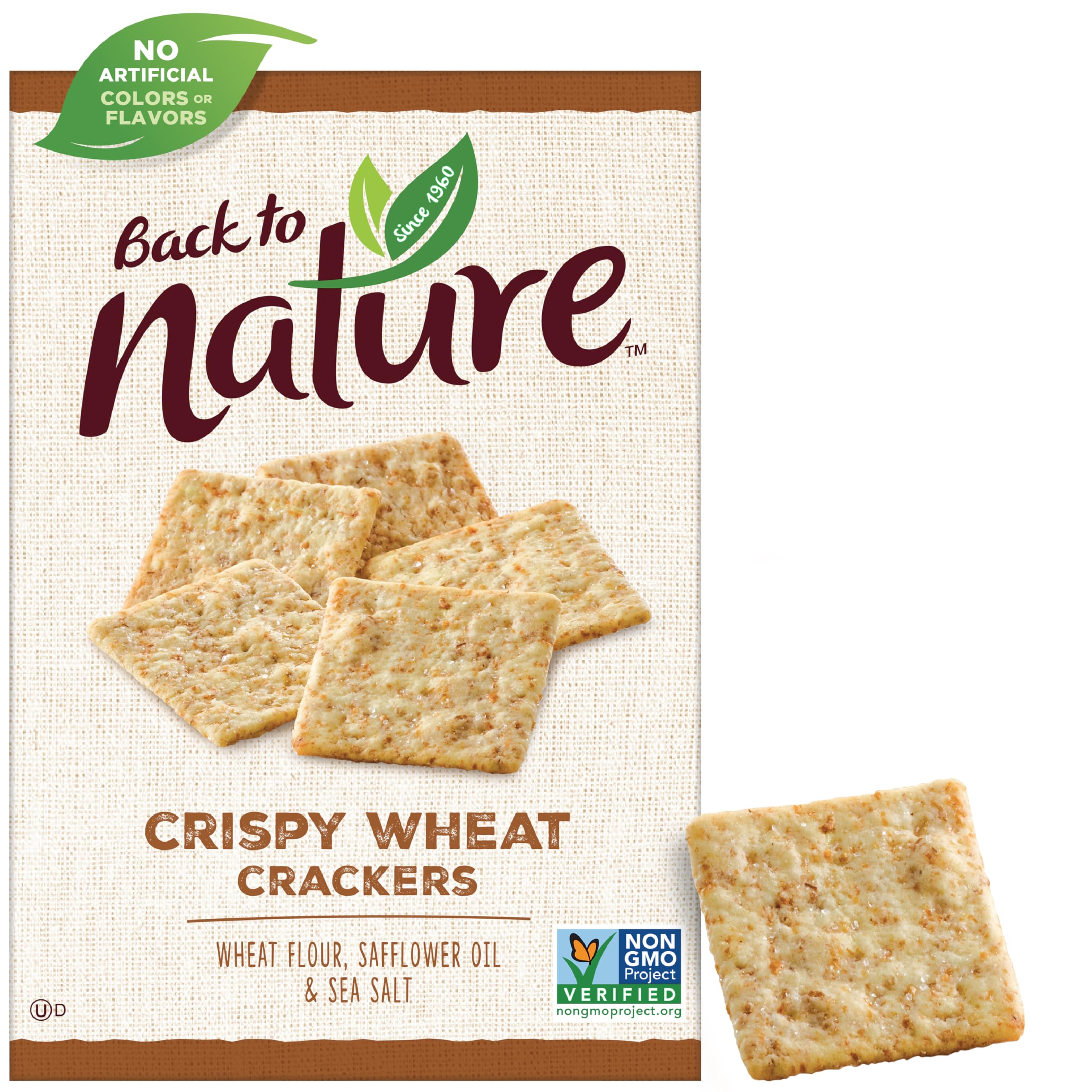 Organic Wheat Crackers - Dairy Free, Non-GMO, Sea Salt Snacks for Picnics & Office
