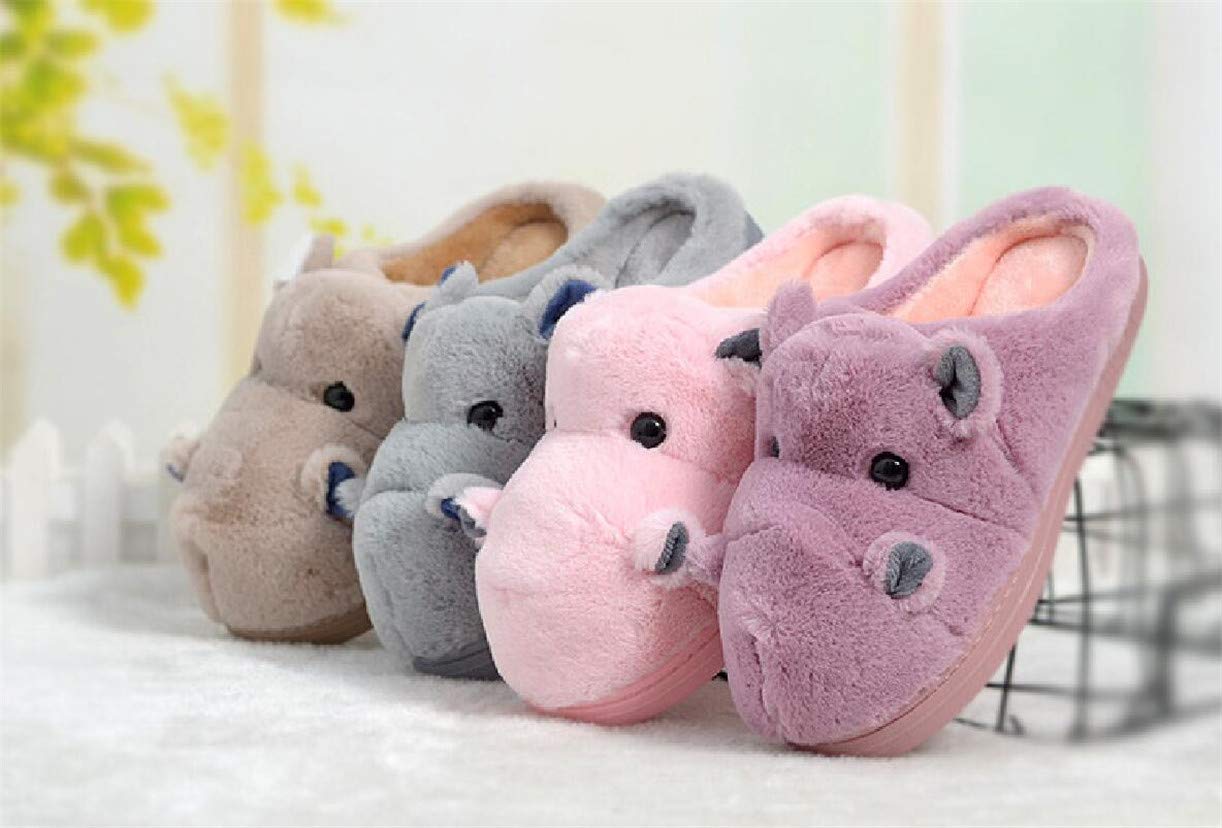 LANFIRE Cozy Hippo Animal Slippers for Kids and Adults - Soft Plush Cotton House Shoes for Indoor Comfort - Perfect for Home, Lounge & Gift Giving