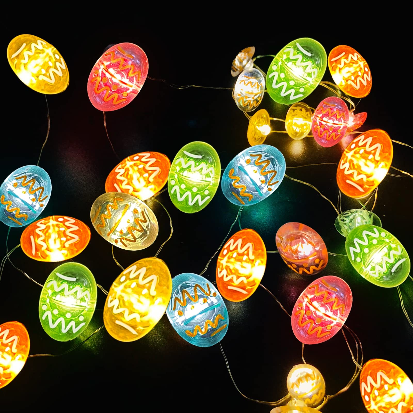 30 LED Easter String Lights - 10 Ft Battery Operated Copper Wire Fairy Lights for Easter Egg Decorations | Indoor Outdoor Home, Window, Tree & Party Decor | Perfect for Easter Hunts, Spring Celebrations & Festive Lighting