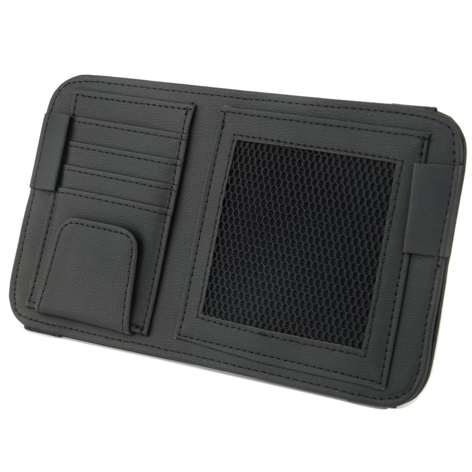 Classic Elegant Modern Car Sun Visor Organizer with Sunglasses Holder & Multi-Pockets - Perfect for Storing Car Registration, License, Insurance Cards, Pens & Keys | Ideal for Road Trips & Daily Commute