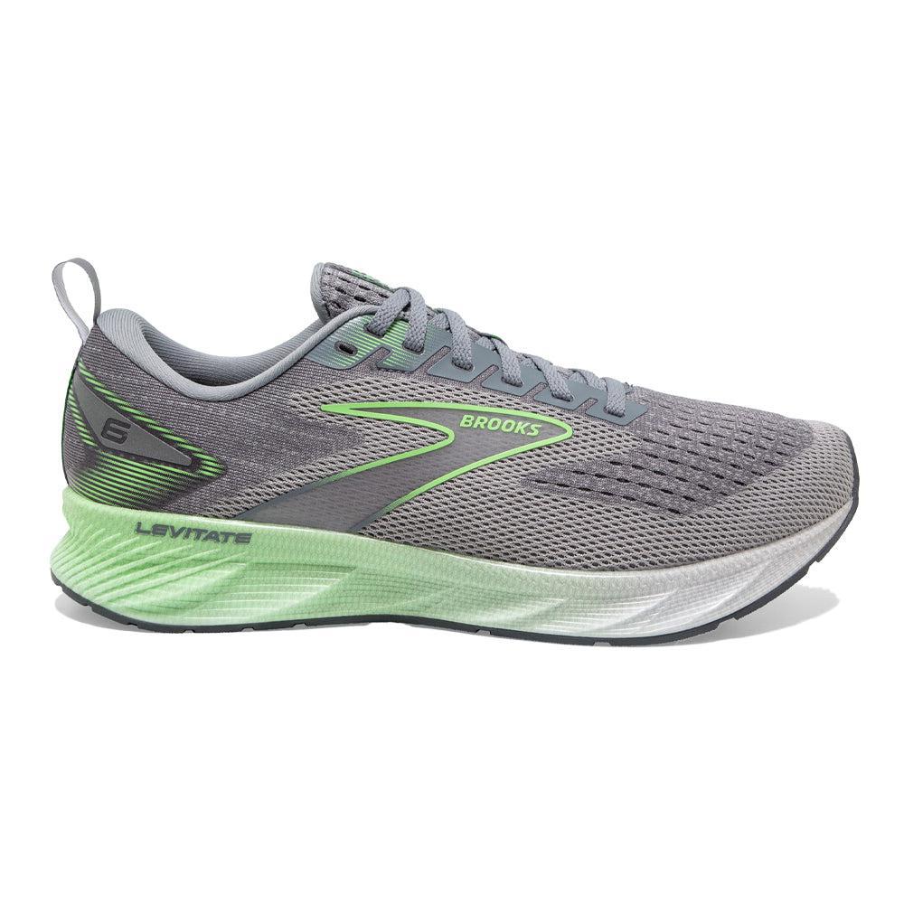 Brooks Levitate 6 Running Shoes for Men - Primer Grey/Neon Green - Size 11.5 D Medium - Cushioned Road Running & Gym Workout Shoes