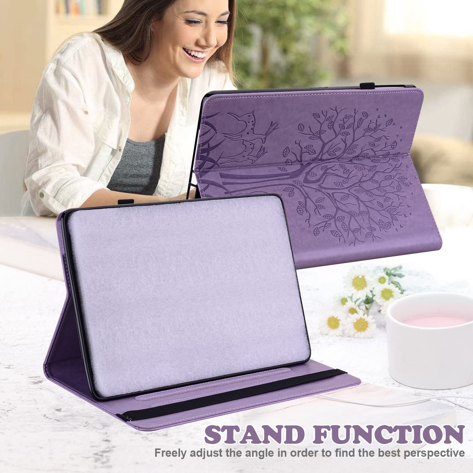 Lenovo Tab M9 Leather Tablet Case with Tree & Deer Embossed Design - Perfect for Work, Travel, and Home Use