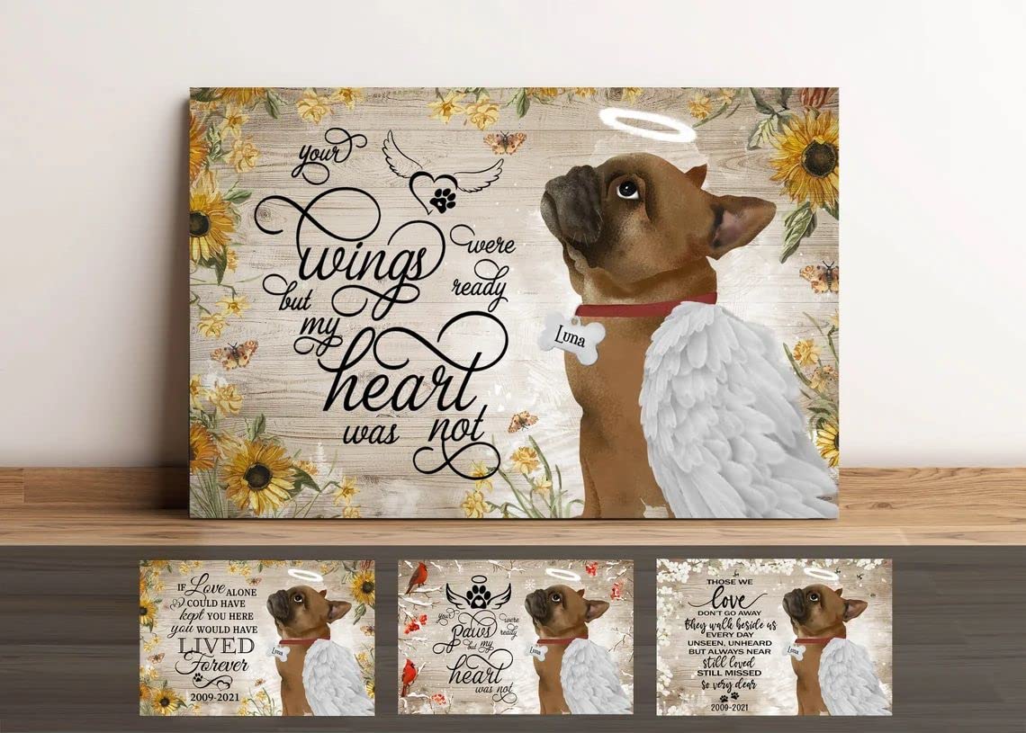 Personalized French Bulldog Memorial Poster & Canvas - Custom Dog Painting, Pet Loss Gift for Dog Lovers - Unique Dog Themed Room Decor & Sympathy Art Print - Perfect for Home Memorials, Pet Bereavement Comfort & Dog Lover Presents