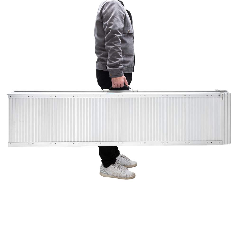 10FT Wheelchair Ramp with Carrying Handle & Adjustable Legs - Non-Slip Foldable 10' Mobility Ramp - 600LB Weight Capacity - Ideal for Home Steps, Stairs, Doorways & Thresholds - Perfect for Seniors, Wheelchair Users & Mobility Assistance