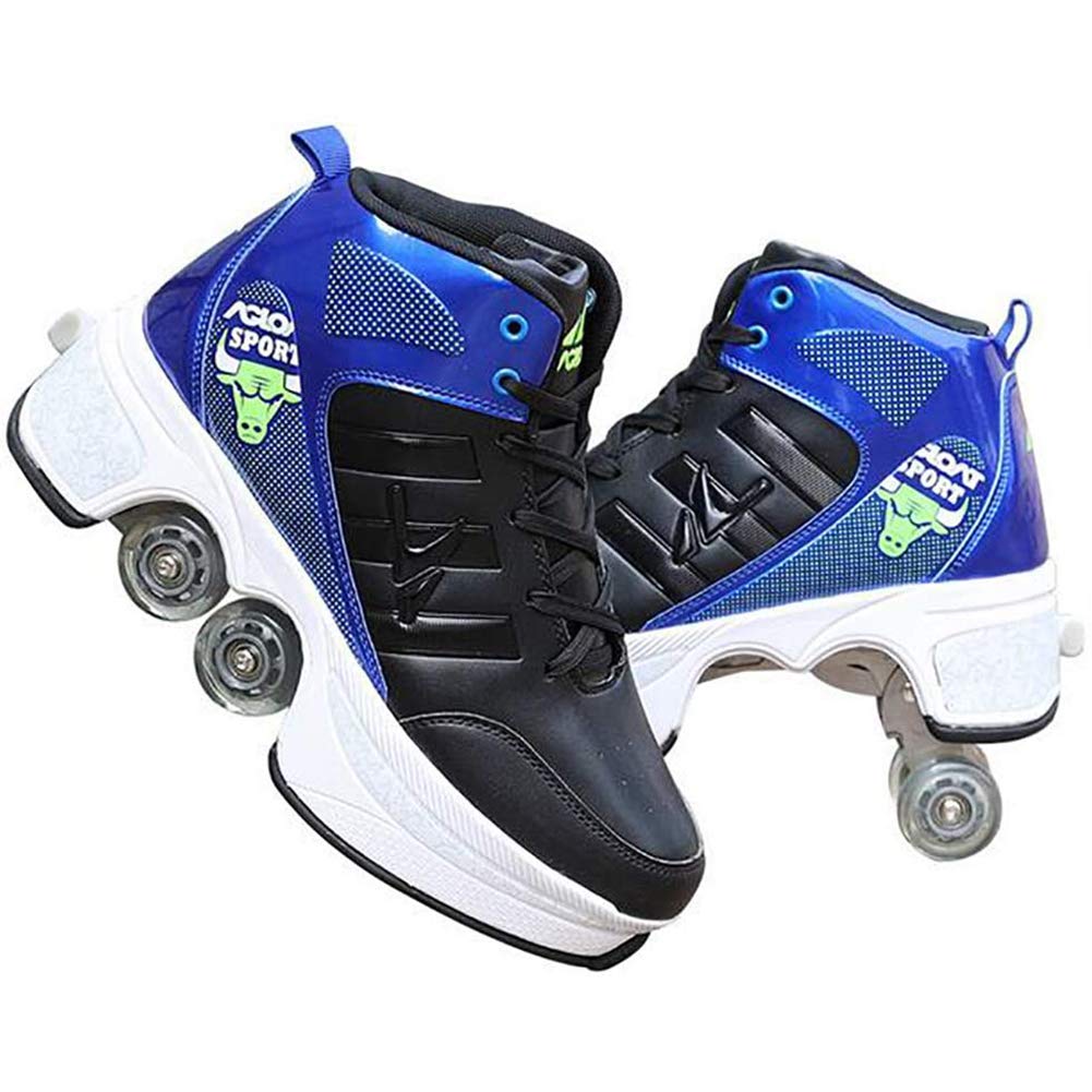 MLyzhe Deformation Roller Shoes for Men & Women - Automatic Walking Skates with Double-Row Wheels for Adults & Kids - Invisible Pulley Skate Shoes for Commuting, Fitness & Outdoor Fun