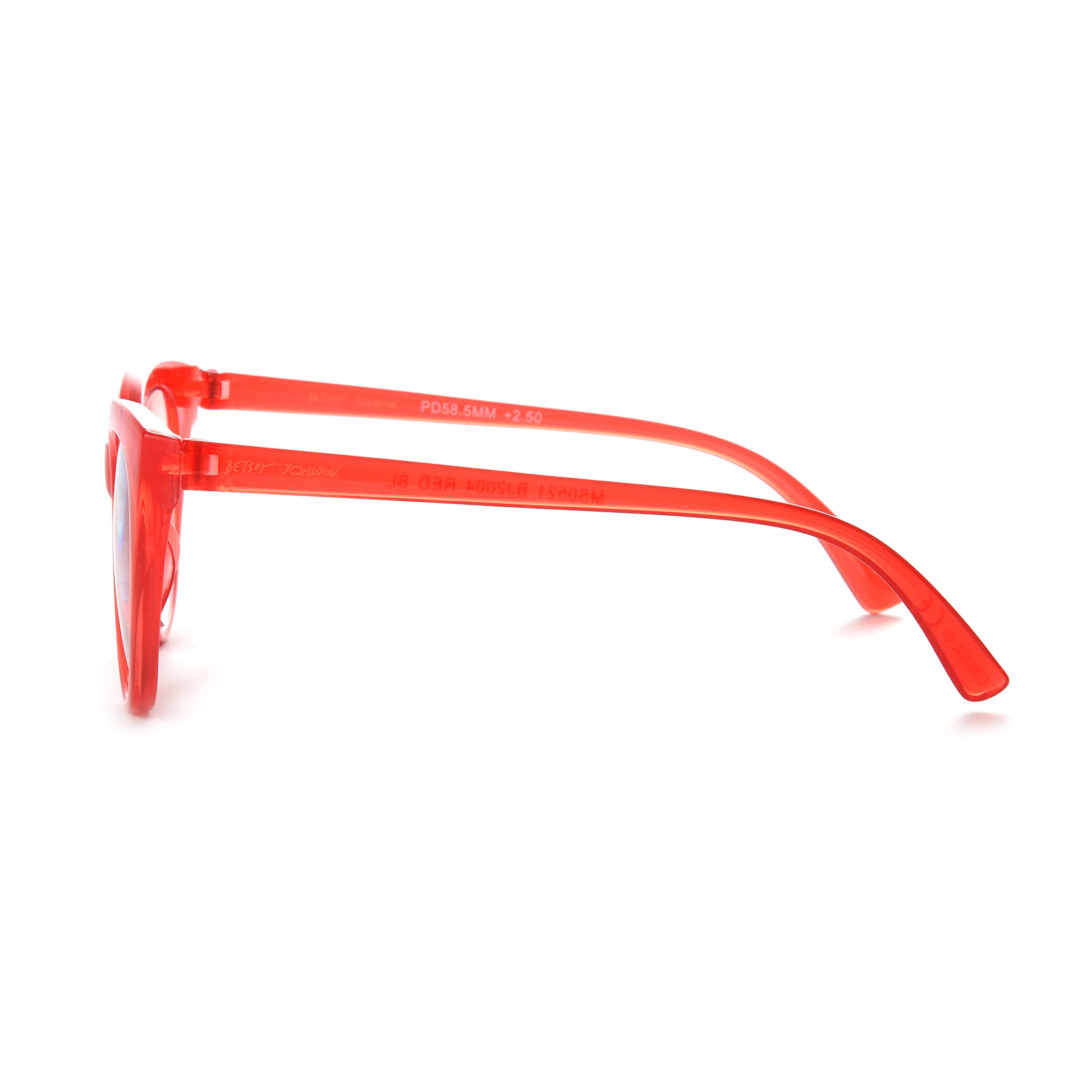Betsey Johnson Rhett Blue Light Blocking Reading Glasses for Women - Shiny Red Frame (62mm) - Computer Glasses for Office Work & Screen Time Protection