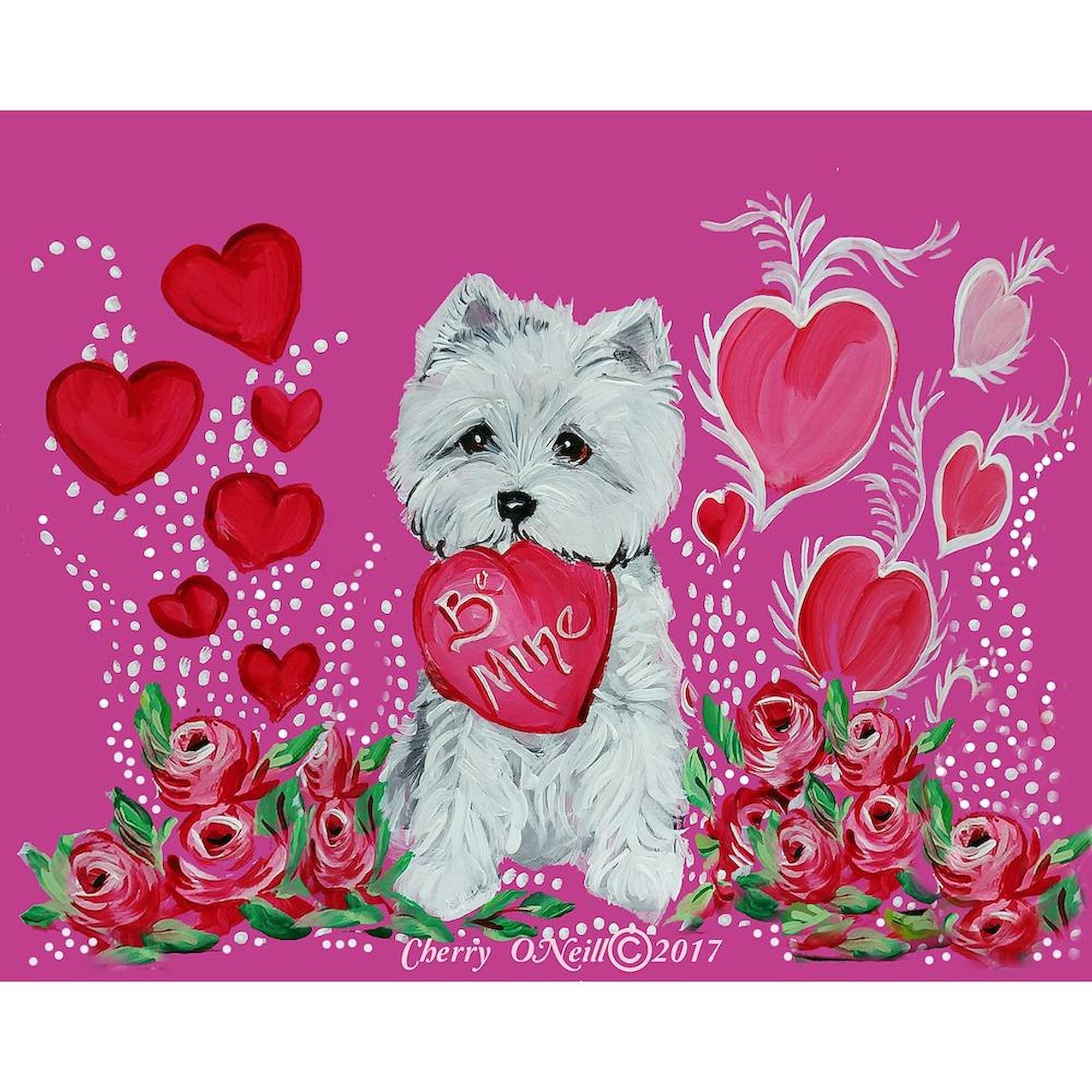 Valentine Westie Dog Ceramic Coffee Mug 15 oz (444 ml) - Perfect for Tea, Hot Chocolate & Gifts - Ideal for Valentine's Day, Office Use & Dog Lovers