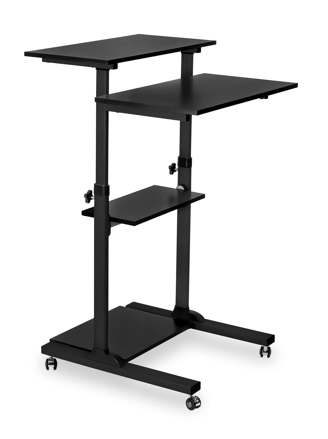 Mount-It! Adjustable Mobile Standing Desk with Single VESA Monitor Mount - Fits 19-30 Inch PC Screens, C-Clamp Base (Black) | Perfect for Home Office, Gaming Setup & Workspace Ergonomics